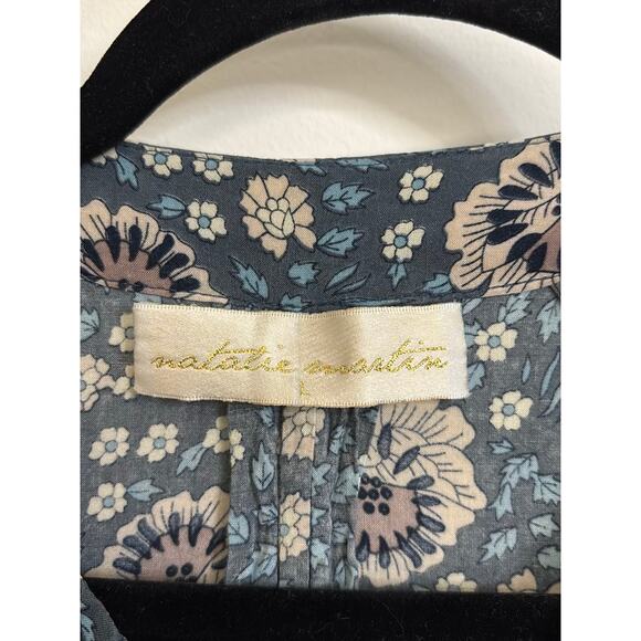 Natalie Martin Dress Womens Large Blue Floral Fiore Maxi V-Neck Rayon - Picture 3 of 5